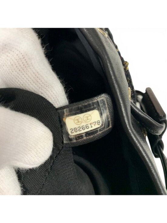 Chanel Backpack Tweed Lambskin Black Gold Quilted CC Logo Turnlock Chain main image 2